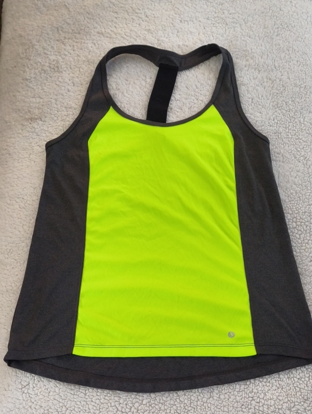 Xersion Neon Yellow and Charcoal Racerback Tank Top